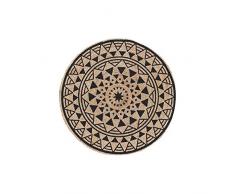 Douceur dIntérieur Tappeto decorativo rotondo (0) 90 cm, iuta, stampa silha nero