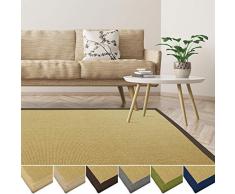 casa pura Sisal - Tappeto in fibre naturali, con bordo in cotone, facile da pulire, disponibile in diverse misure e colori (naturale/bordatura cappuccino, 40 x 60 cm)