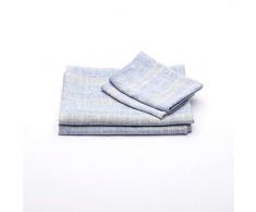 LinenMe Set di Asciugamani da Bagno in Lino Blu/Naturale Multistripe, 2 Asciugamano Grande e 2 Asciugamani, Fatto in Europa, Telo da Bagno, Biancheria Europea, Lavaggio in Lavatrice, Super Assorbente