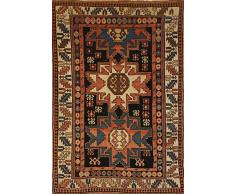 143x97 Antico Tappeto Caucasico Kazak Lesghi, fine 800 in perfette Condizioni Annodato a Mano nella regione Azerbaijan