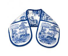 Blue Italian Guanto da Forno Doppio, Cotone, Blu & Bianco