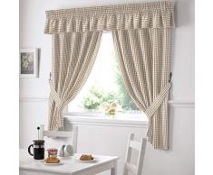 Alan Symonds 12399328 Tende da Cucina a Quadretti Beige mantovana 136 x 10, Tessuto, Pelmet