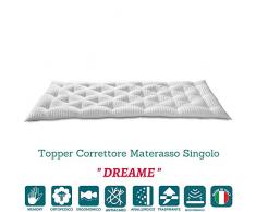 Evergreenweb - Correttore Materasso in Memory Foam MED Singolo 90x200 Alto 7 cm, Topper Letto, Coprimaterasso Imbottitura Fiocco 100% Effetto Piuma Morbido, Futon Ortopedico, Fodera Antiacaro - DREAME