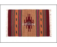 iinfinize – Tappeto da Pavimento Intrecciato a Mano, Tappeto Kilim Turco, Tappeto in Juta, Tappeto Runner Vintage Kilim Dhurrie per Interni ed Esterni, Tappetino da Cucina, Tappetino da Yoga