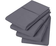 Utopia Bedding Federe 4 pack - Federe Copricuscino in morbida poliestere-microfibra spazzolata con chiusura a busta (Grigio, 50 x 75 cm)