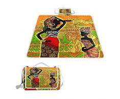 jeansame Vintage Etnico Donne Mandala Elefante Tappeto da Picnic Coperta da Picnic, da Campeggio per Outdoor Viaggio Yoga Escursionismo Impermeabile Portatile Pieghevole 150 x 145 cm