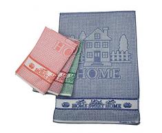 Strofinaccio Home Sweet Home cm.50x70 Strofinaccio Cucina in Spugna di Cotone 100% Made in Italy (Blu)