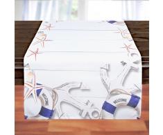 Biancheria da tavola in stile marittimo Welcome, tovaglia con stampa moderna, runner per casa e giardino, Fibra sintetica, multicolore, 40 x 140 cm