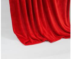 Lifestyle Products - Morbida coperta in microfibra, extra spessa, effetto seta/cashmere al tatto, 150 x 200 cm, colore: rosso