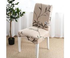 Il Gruppone Passione Casa Coprisedie con Schienale Antimacchia,Vestisedia Elasticizzato Stampa Federa Proteggi Seduta Resistenti e Lavabili Estraibili Antipolvere - Rampicante Beige - 6 Pezzi