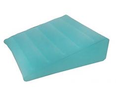 ObboMed HR-7510 Cuscino Cuneo Gonfiabile con Superficie vellutata Portatile per Dormire, Viaggiare, Viaggio di Vacanza -58 x 57 x 4-19 cm, Ciano, indentazione Orizzontale