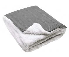 ZOLLNER24 Coperta da Divano Effetto Pelle dAgnello, Grigia, 150x200 cm