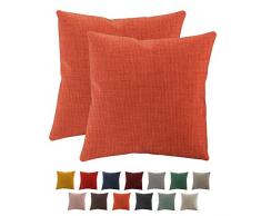 HOMESCAPES Copricuscino Quadrato 30x30 Cm In Cotone | Fodera Con Cerniera Invisibile | Colore Arancione | Lavabile In Lavatrice