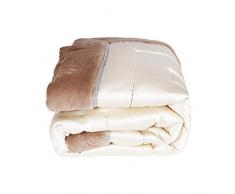 SaRani Trapunta Invernale Piumone Elegante Moderno Raso Pelliccia Matrimoniale Beige