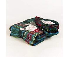 R.P. Daunex - Plaid agnellato Coperta Tartan Scozzese cm 130x160 Verde