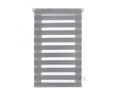 Blindecor Indus senza attrezzi | Tenda avvolgibile a doppio strato | notte e giorno | sistema EasyFix | colore grigio argento | 35 x 130 cm (larghezza x lunghezza)