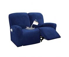 Copridivano in velluto impermeabile reclinabile, 8 pezzi, copridivano elasticizzato e reclinabile, per divano da 1, 2 a 3 posti, morbido e antiscivolo, protezione per mobili