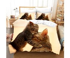 Copripiumino 200 x 200 cm Gatto Carino Bianco Antico Copri Piumone In Microfibra Viene Fornito Con 2 Federe