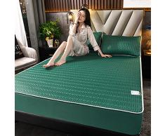 Copriletto Patchwork, Coprimaterasso in Morbido Lattice e Tessuto Tencel, Copri Materassi Lavabile Protezione Materasso, Traspirante 4 Angoli Elastici, Fino a 30 CM di Profondità,Dark green,120x200cm