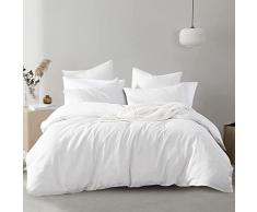 VIN TAG Set copripiumino di qualità alberghiera, 100% cotone, 200 fili, set di biancheria da letto con federe per letto matrimoniale king size (bianco, matrimoniale)