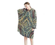 Coperta indossabile con cappuccio Boho Mandala Floreale Vintage Oversize con cappuccio per le donne, felpa comoda, Multicolor, Taglia unica