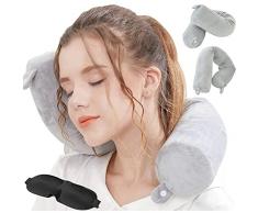 Hxcxrst Cuscino da Viaggio Memory Foam, Per supporto per collo, mento, vita e gambe - Cuscino regolabile e pieghevole per viaggi in famiglia, aereo, autobus, treno