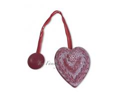 tex family CALAMITA Ferma Tenda in Legno Calamite per Tende LEGATENDE Cuore Shabby Rosso Bordeaux
