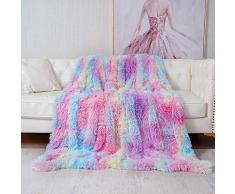 KANKAEU Coperta 160x200 cm, Ognuno è Lunica Coperta Arcobaleno, Coperta Pelliccia Super Morbida e Caldo, Plaid Divano di Alta Qualità, Coperta Pile, Plaid Matrimoniale, Copriletti