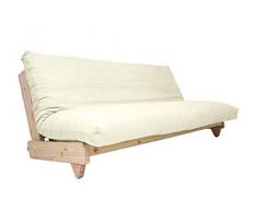 Futon On Line Divano Letto Zúrich, Naturale, Copertina Ecru, 200 x 140 cm.
