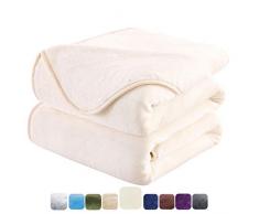 HOZY Plaid Coperta Pile Matrimoniale Antistatica - Super Morbido Coperta leggera e Calda - Adatta per Copriletto Copriletto e Copridivano - Avorio Grande 220x240cm