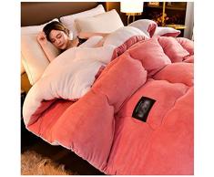 RRNAR Trapunta Piumino Invernale, Velluto di Cristallo E Pelle di Agnello Design Double-Face, Biancheria da Letto Trapunta Imbottita Super Morbida Imbottita, Lavabile in Lavatrice,Rosa,200x230cm(3kg)