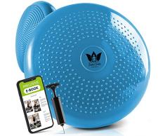 ZenBalance Cuscino Propiocettivo, Cuscino Ortopedico per Riabilitazione, Disco Propiocettivo Gonfiabile per Postura, Balance Board per Sport & Fisioterapia, incl. pompa, e-book, 33 cm (Blu)
