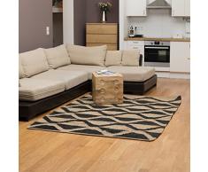 Relaxdays 10021198 Tappeto Salotto in Juta, Tessuto a Mano, Moderno, Fibre naturali, Beige e Nero, 160 x 230 cm