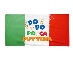 Bulabadoo Asciugamano Telo Mare Italia Campione dEuropa - Po Po Porca Puttena - Lino Banfi Azzurri Campioni DEuropa 2021 - Nazionale Italiana - Asciugamano Calcio - Telo Mare Nazionale Italiana