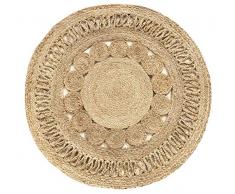 HAMID Tappeto in Juta Alhambra Nazarí Round Natural Color - Tappeto 100% Fibra di Juta - Design Intrecciato - Fatto a Mano - Tappeto in Fibra Naturale (120x120cm)