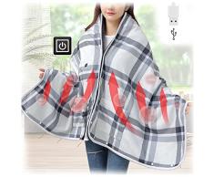 GJXJY Coperta Elettrica Riscaldata 180x70 cm, Coperta Elettrica Scialle Campeggio con 3 Livelli di Temperatura, Coperta Elettrica Singola Termica USB Lavabile Flanella Riscaldamento Rapido