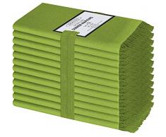 Clinica di Cotone 12 Pezzi Tovaglioli Stoffa 50 x 50 cm Cotone 100%, Morbidi e confortevoli, Qualità alberghiera duratura, Tovaglioli Cotone con le frange, Lima Verde