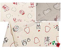 Tovaglia Cucina Soggiorno "Gufi Lucky" Cuori Tirolese cm 140x180 - Made in Italy