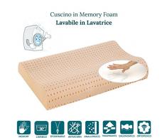 EvergreenWeb - Cuscino Memory Foam 40x70 Alto 9 cm Doppia Onda da Letto Lavabile in Lavatrice Fodera Antiacaro Sfoderabile Guanciale Collo per Cervicale Ortopedico Ideale x Tutti Letti e Materassi