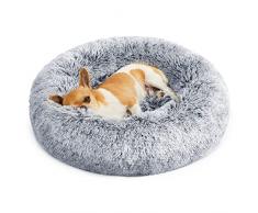 FEANDREA Cuccia per Cani, Lettino per Animali Domestici a Ciambella, Cuscino Centrale Sfoderabile e Lavabile, Tappeto di Peluche Morbida e Soffice, Diametro di 50 cm, Grigio Chiaro PGW037G01