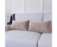 Set di 2 Federe Per Cuscini In Velluto Morbido e Resistente Copricuscini Per Divano Poltrona Soggiorno Arredo Arredamento Casa Design Moderno Elegante Cerniera Invisibile (30 x 50 cm, Beige)