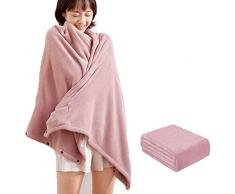 140x80cm Scialle Caldo Riscaldato USB Lavabile Coperta Termica Termocoperta Riscaldante Elettrica USB Coperta Morbida per Macchina/Casa/Ufficio【Rosa, Grigio】 (Color : Pink)