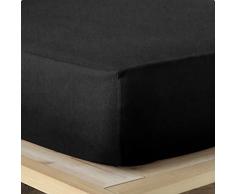 Vency Basic Ranforce Lenzuolo Con Angoli Una Piazza e Mezza 140x200 Nero, Lenzuola 1 Piazza e Mezza in 120g/m², con altezza da 30 cm