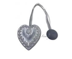 tex family CALAMITA Ferma Tenda in Legno Calamite per Tende LEGATENDE Cuore Shabby Grigio