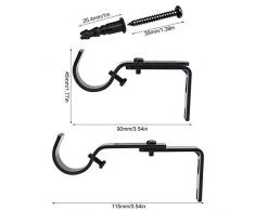Irich Allungabile e Regolabile Tenda Rod, 3 Pezzi Asta Tenda Doccia Supporti, Bastone per Tende Supporti per Cucina Bagno Bricolage (Nero)