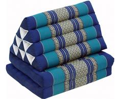 Guru-Shop Cuscino Tailandese, Cuscino Triangolare, Kapok, day bed con 2 Cuscini - Blu, 30x50x120 cm, Cuscino Thai / 2 Supporti