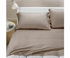 Caleffi Tinta unita flanella Completo Lenzuola, Flanella , Corda, Piazza e Mezza, 19178 , Caleffi