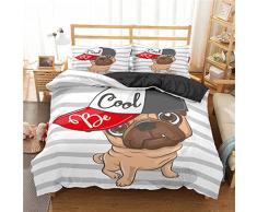 Copripiumino Singolo 150x200 cm Cane Dei Cartoni Animati Copripiumone Inverno con Cerniera per Bambini + 1 Federe 50x80 cm, Set di Bbiancheria da Letto in Microfibra