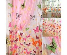 Esoes Tenda di Voile per Finestre Decorate con Farfalle, Lavata, Bellissima, Drappeggi per Decorare la Camera dei Bambini, il Balcone e la Cucina, 1 Pezzo, 140cm×270cm
