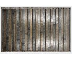 TAPPETO BAMBOO LEGNO PASSATOIA ANTISCIVOLO LAVABILE STUOI CORSIA 50x225 cm GRIGIO